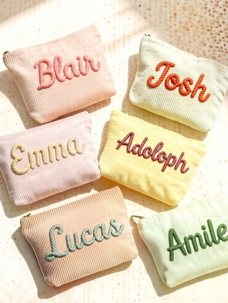 Embroidered Striped Drawstring Pouch — Printyeala 印嘢啦客製化產品