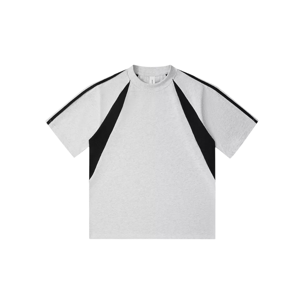香港訂製印Tee班衫 — 240G寬鬆版拼接條紋T-Shirt | Printyeala 印嘢啦 一件起印